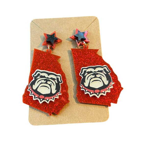 NEW! University of Georgia Bulldogs Glitter Game Day‎ Stud Earrings - Picture 2 of 4